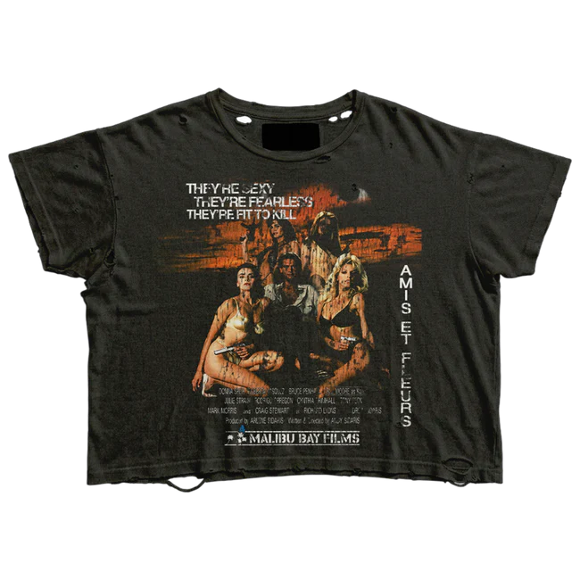 Amis Et Fleurs Malibu Films Tee Black — Cold Shoulder Kicks Palm Beach
