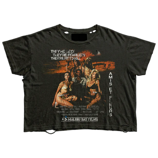 Amis Et Fleurs Malibu Films Tee Black — Cold Shoulder Kicks Palm Beach