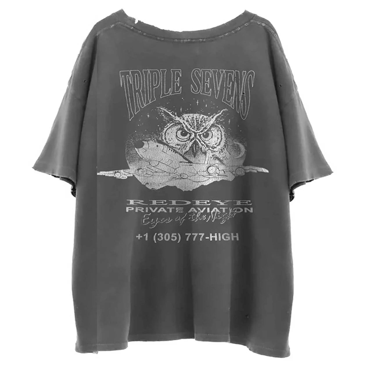 Triple Sevens Night Owl Tee Vintage Washed Black — back — Cold Shoulder Kicks Palm Beach