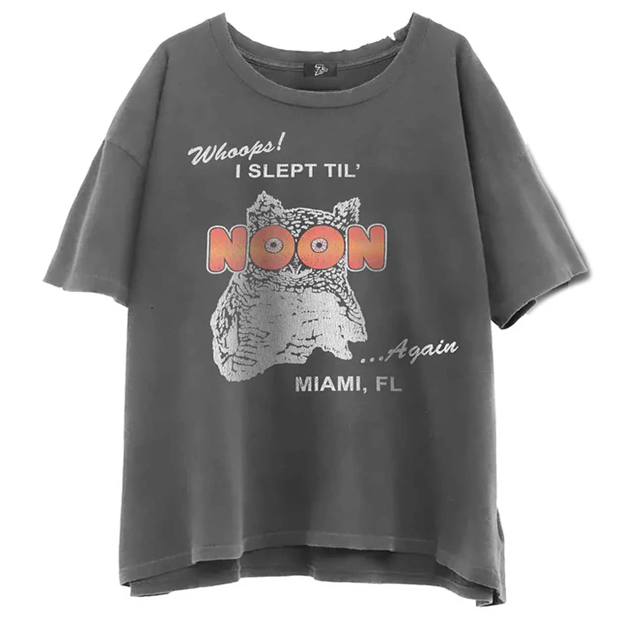 Triple Sevens Night Owl Tee Vintage Washed Black — front — Cold Shoulder Kicks Palm Beach