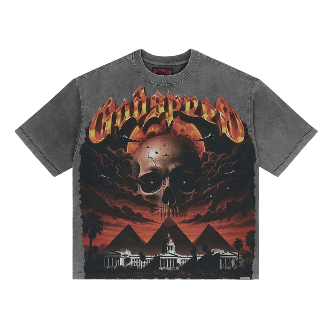 Godspeed Echoes of Empires Tee Vintage Washed Black — front — Cold Shoulder Kicks Palm Beach