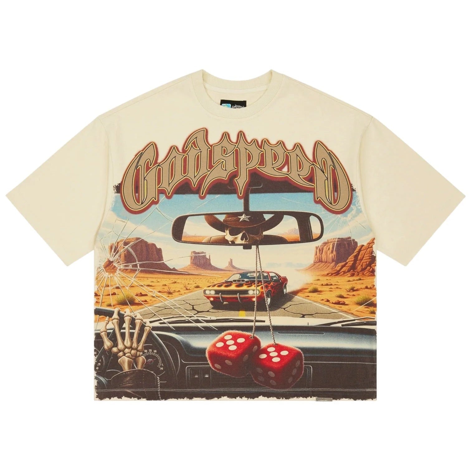 Godspeed On The Run T-Shirt Bone — front — Cold Shoulder Kicks Palm Beach